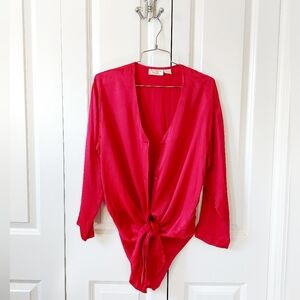 Vintage Red Silk Nightgown size Small Victoria's Secret Gold Label 1980s Boudoir